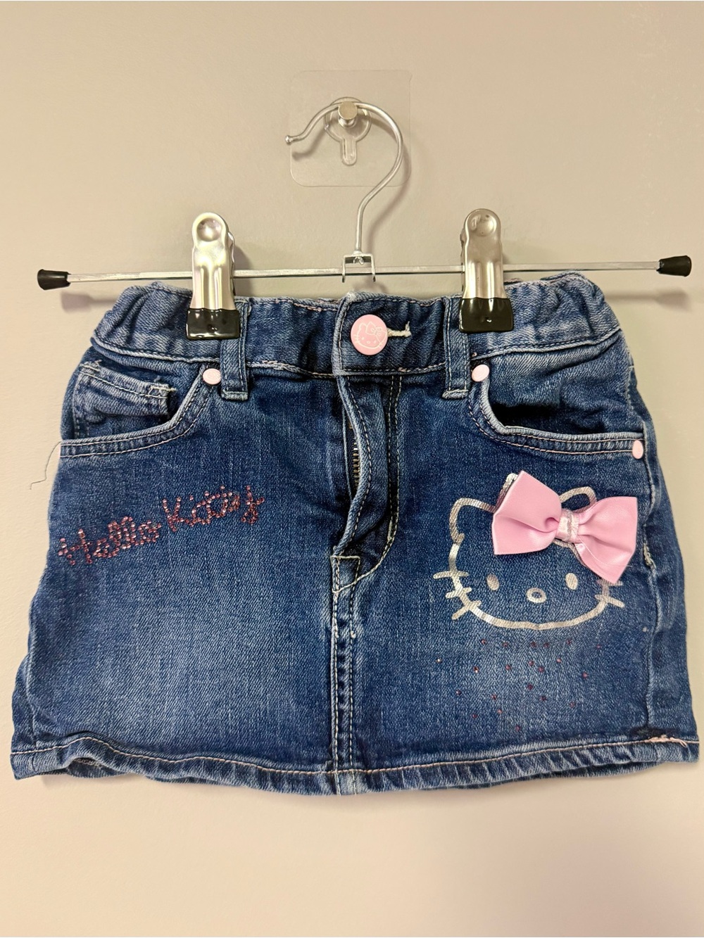 H&M Girls' Denim Hello Kitty Skirt with Pink Bow